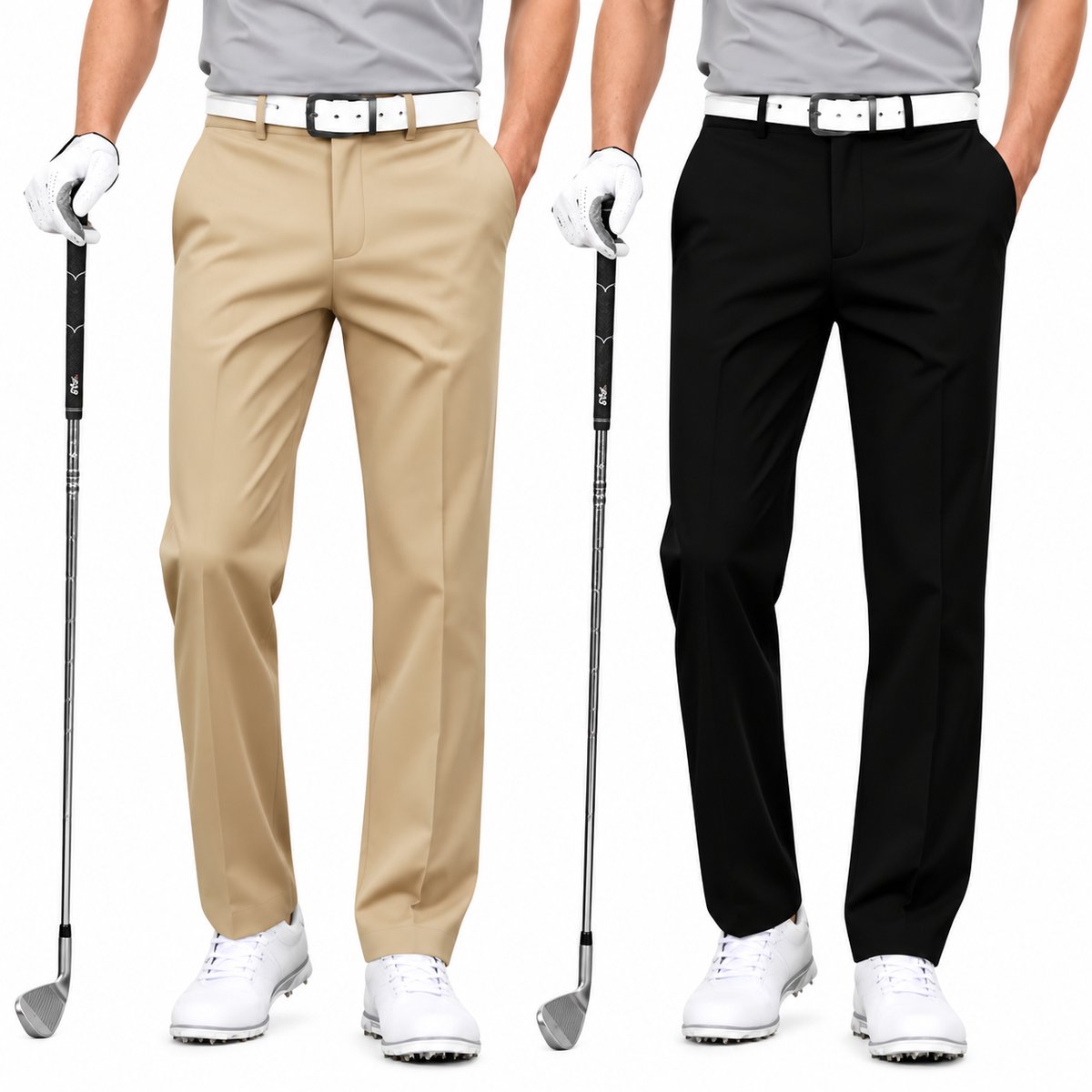 Currero Comfortabel Golfbroek Heren Golfkleding Nette Pantalon Mannen Broek Outfit Chino Linnenkleur + XXS Zwart