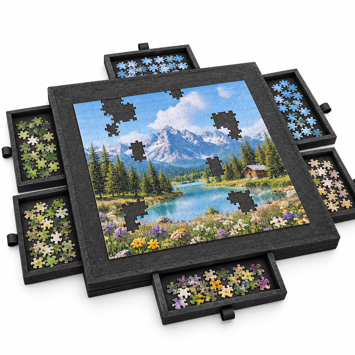 Currero Puzzeltafel Met Lades 1000 Stukjes - Puzzelbord - Puzzelmat - Opbergsysteem - Vilt - Met Deksel - Legpuzzel Accessoires