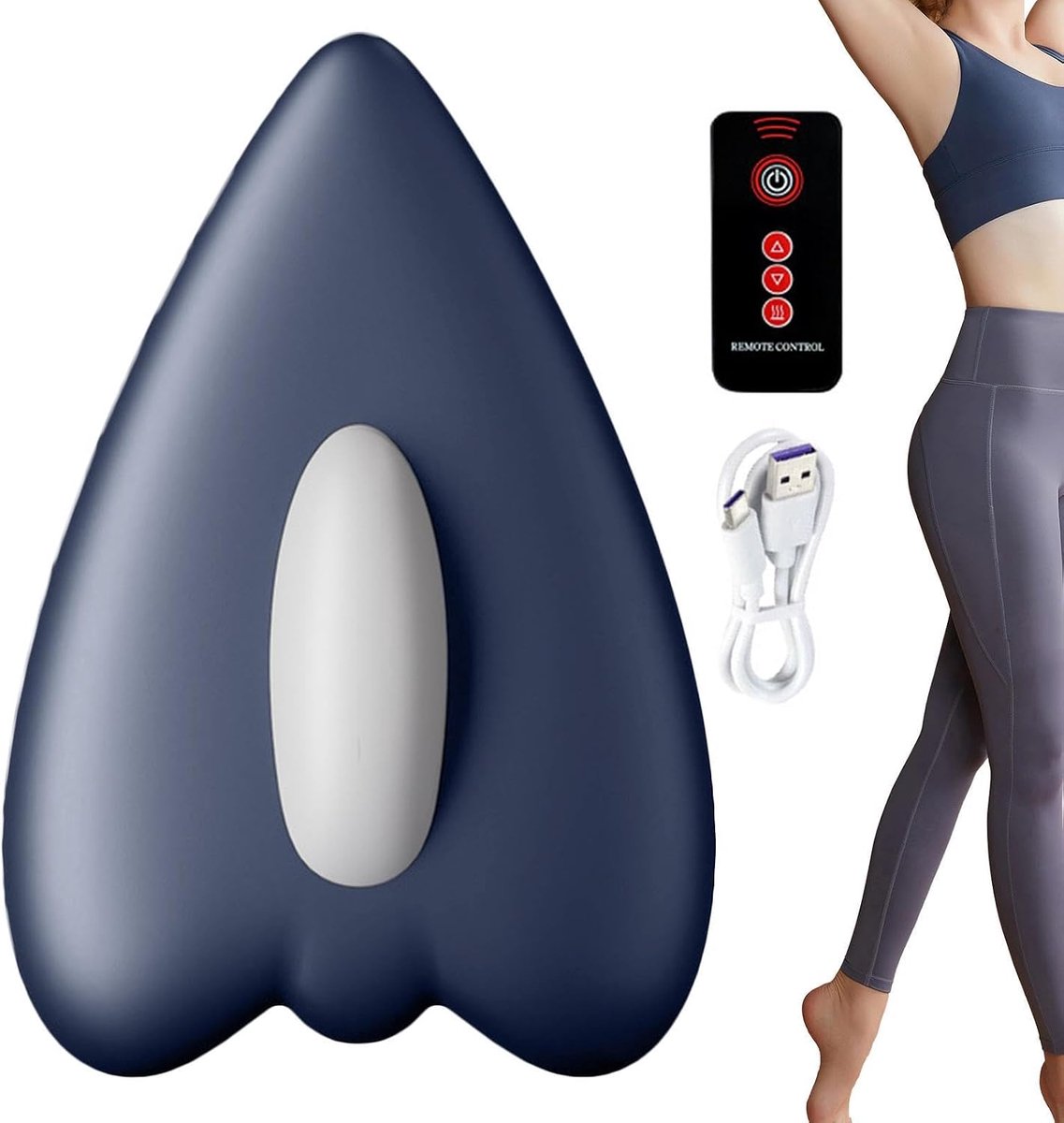 Bekkenbodemtrainer voor mannen en vrouwen - elektrisch met EMS-vibratie, luchtkussen en warmtemodus, 5 niveaus, trainingsapparaat voor blaascontrole en spierkrachtcorrectie, 1 set
