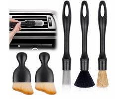 Kaiyaya - Detailing borstel set - 5 stuks 5-in-1 met ophanggat - zachte en harde haren - krasvrij voor auto-interieur en meer