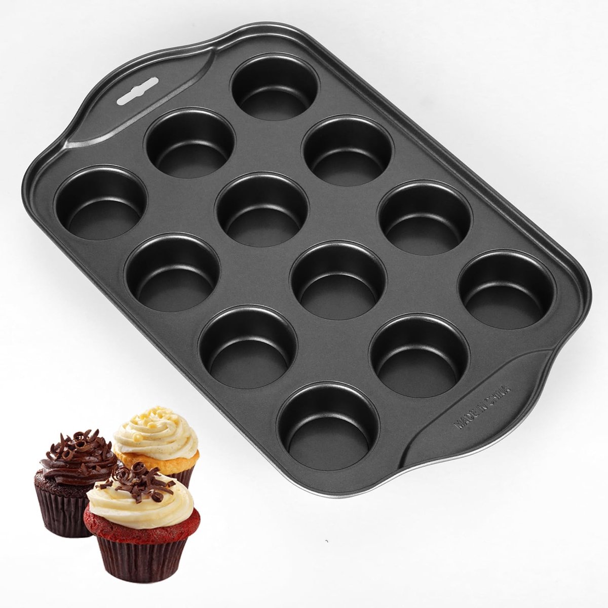 Elzusha - Muffin Bakvorm 12 Stuks - Losse Bodem - Antikleef - Zwart
