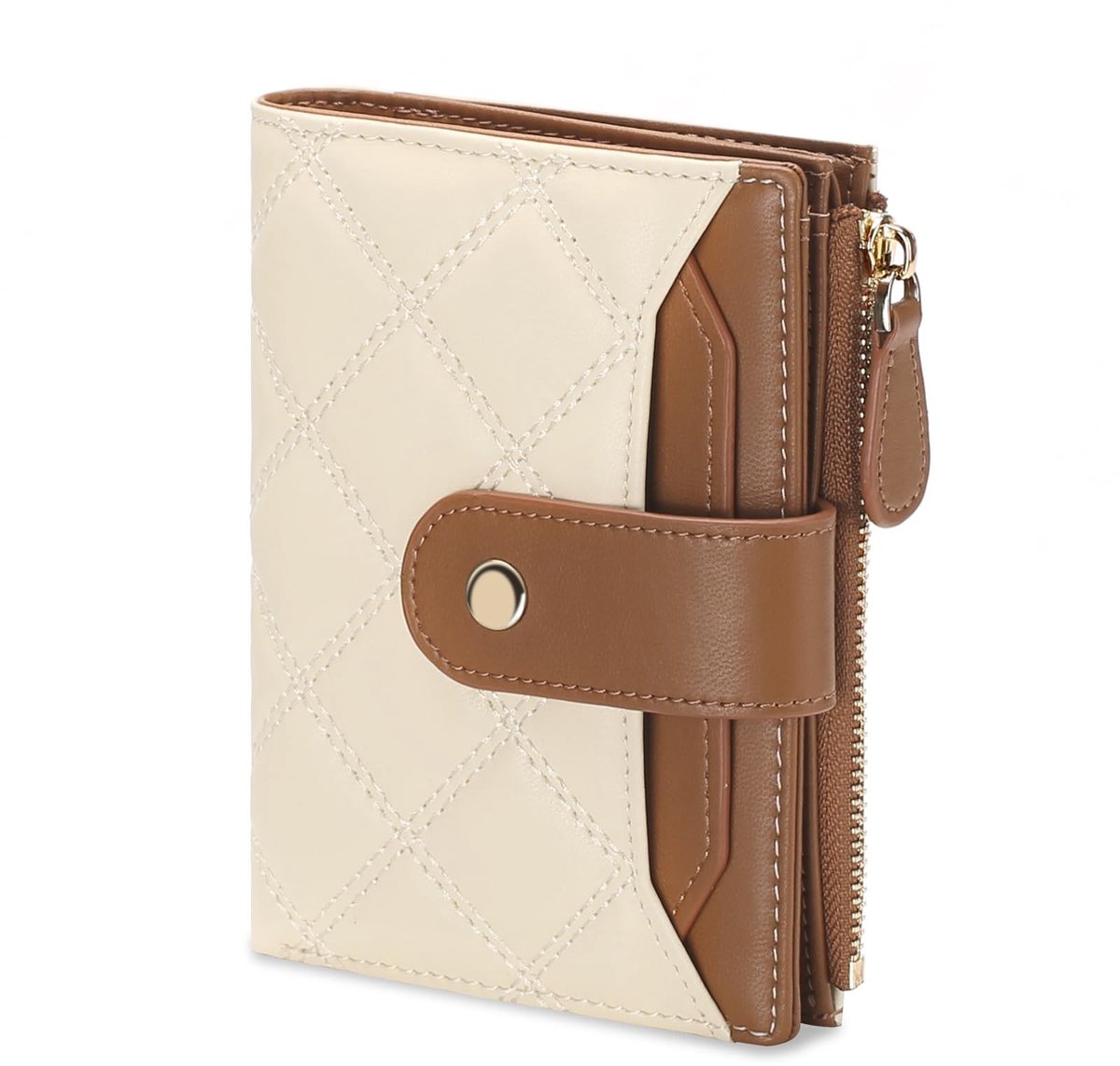 Elzusha - Bifold Damesportemonnee - Beveiliging - Bruin/Wit