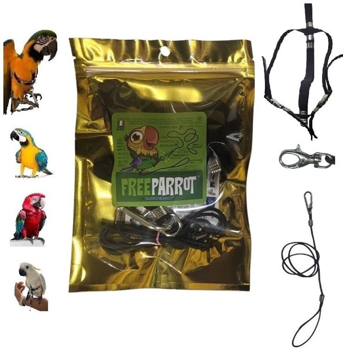 Elzusha - Verstelbare Parrot Collar voor Grote Papegaaien met Metalen Haak