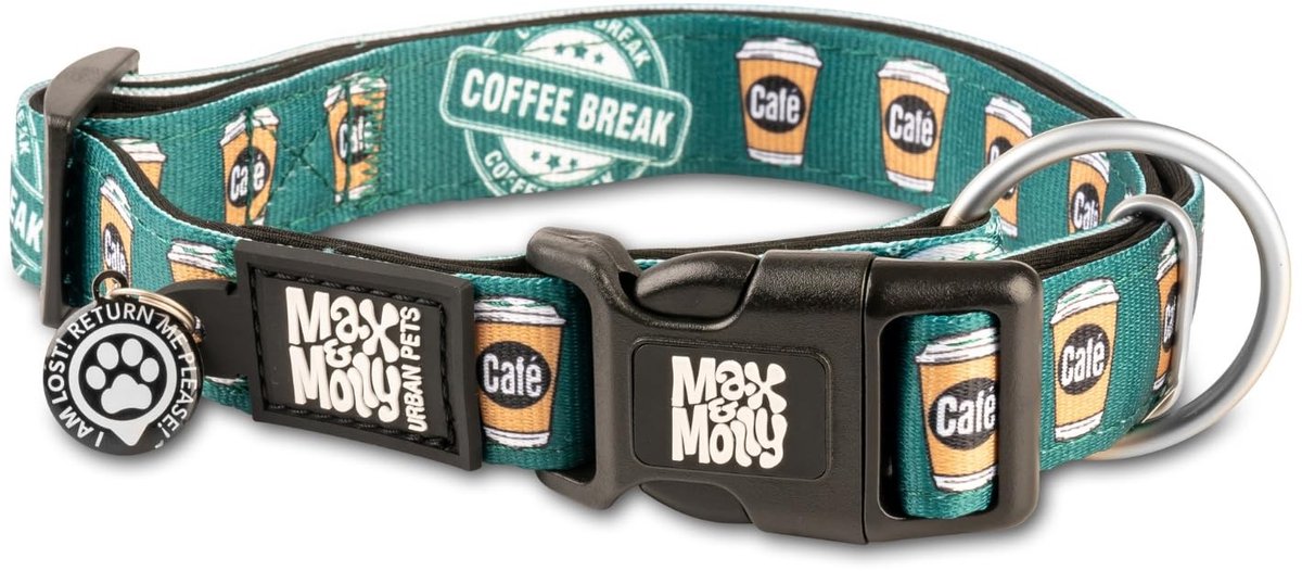 Elzusha - Hondenhalsband met QR-code - Coffee Break, XS