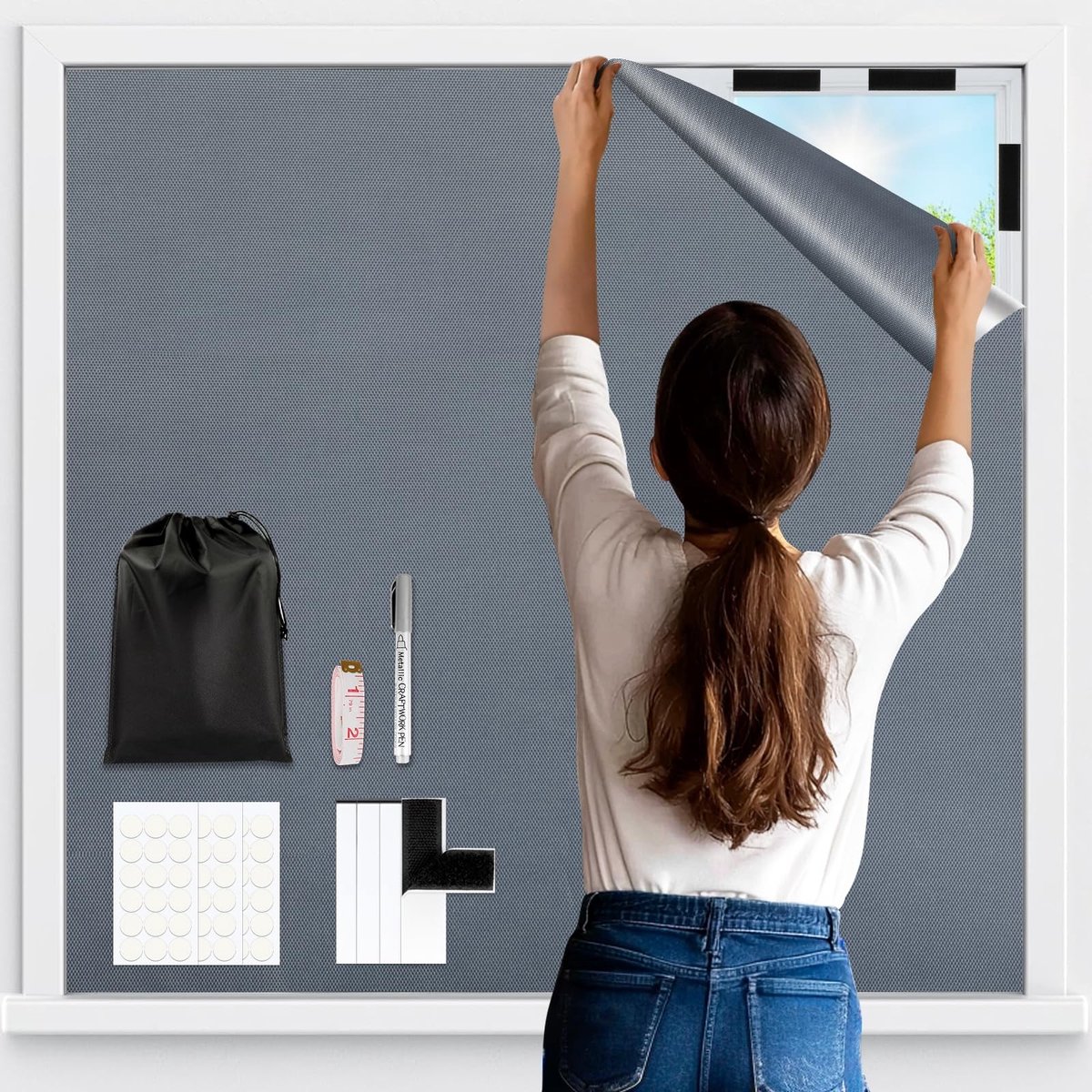 Elzusha - Blackout Gordijn voor Raam in Donkergrijs 200 x 148 cm