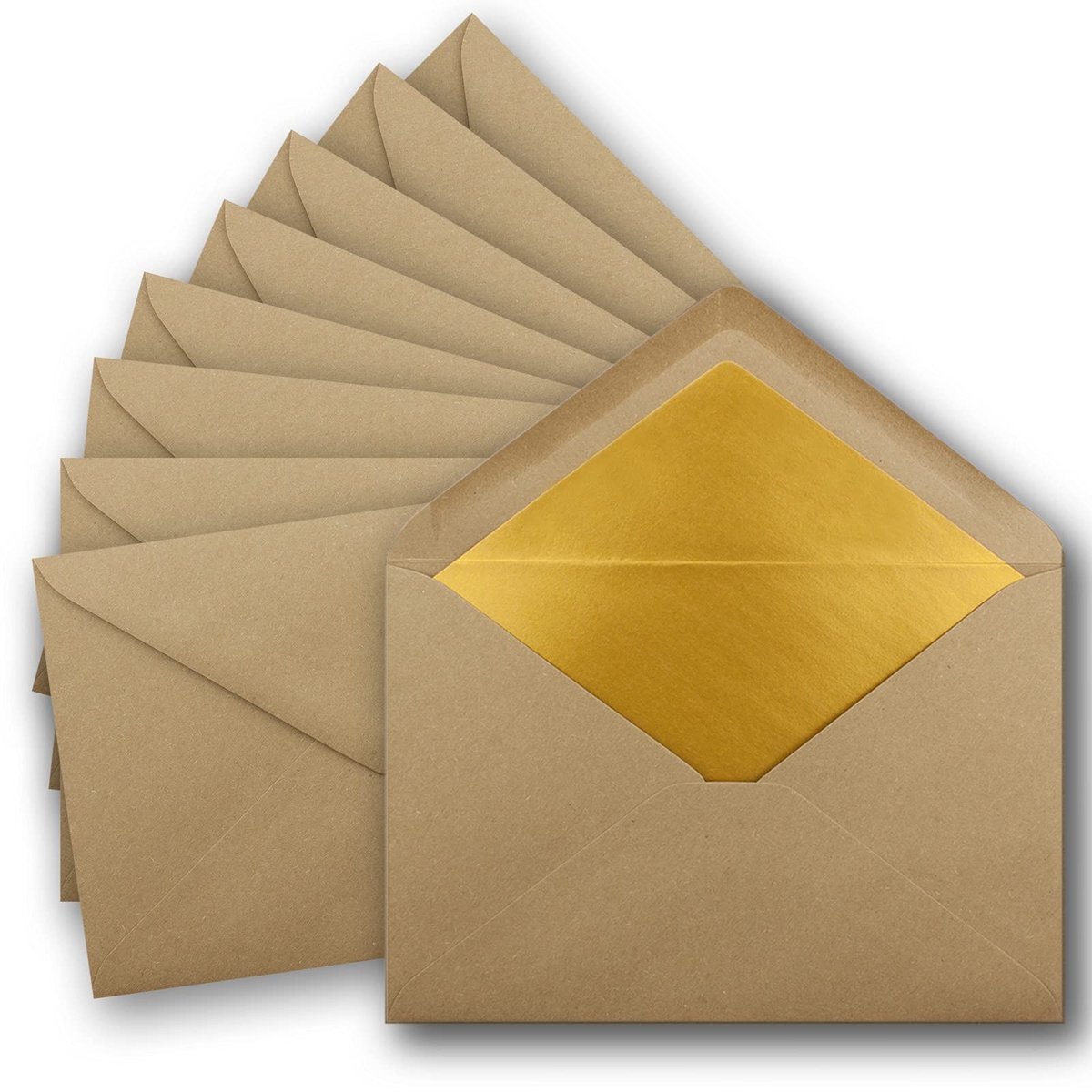 Elzusha - 25 x C5 Enveloppen - Kraftpapier met Glanzende Voering - Sandbruin