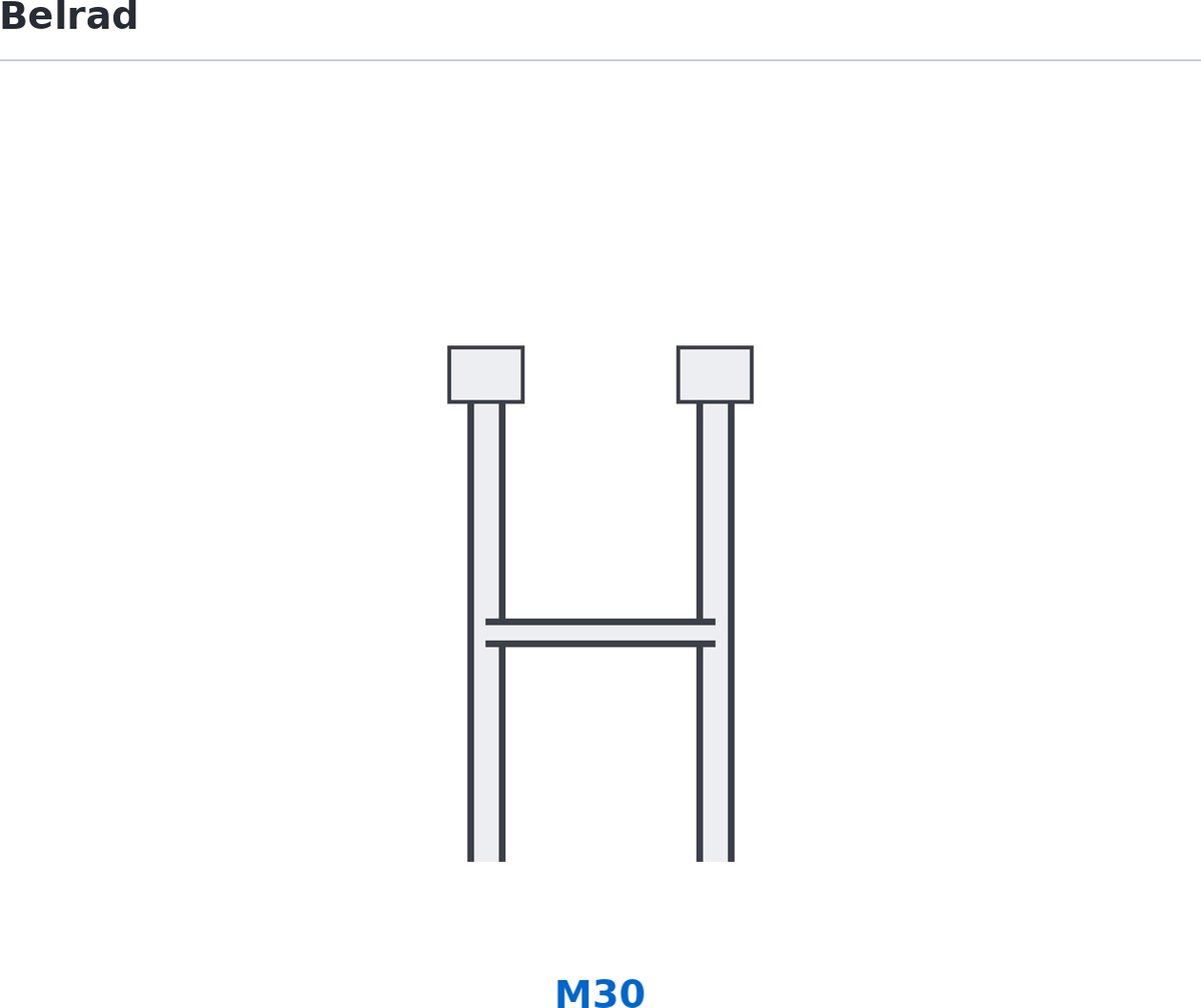 BELRAD H-blok aansluitset voor uitgang muur M30-1/2M-16/2 - Nikkel