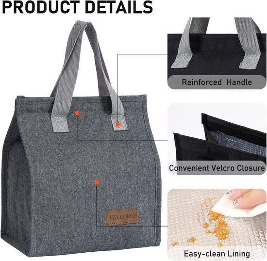 1 stuks grote capaciteit geïsoleerde lunchtas, verdikte aluminiumfolie, outdoor picknick kampeer tas, grijs — afbeelding 4