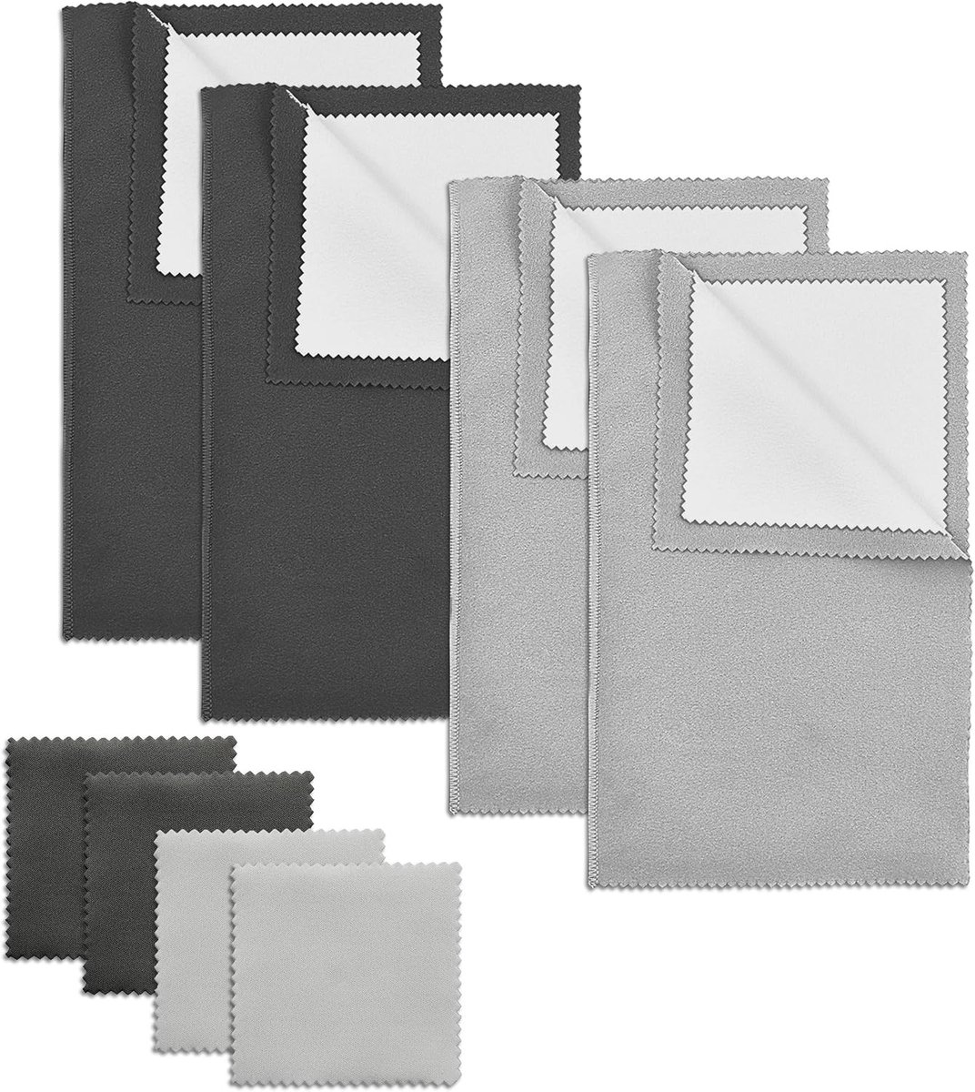 Zilverpoetsdoek - Grijs/Wit - 4 Stuks - Dubbelzijdige Microvezel Poetsdoek voor Sieraden