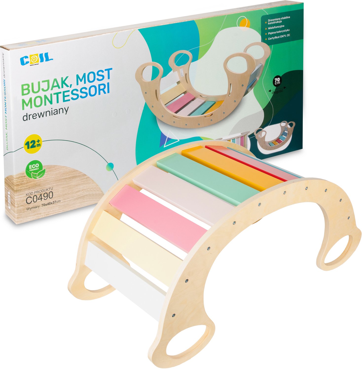 COIL Montessori Balanseerboog voor kinderen – Houten wip, schommel en speelbrug – Universeel speelgoed voor peuters – vanaf 12 maanden