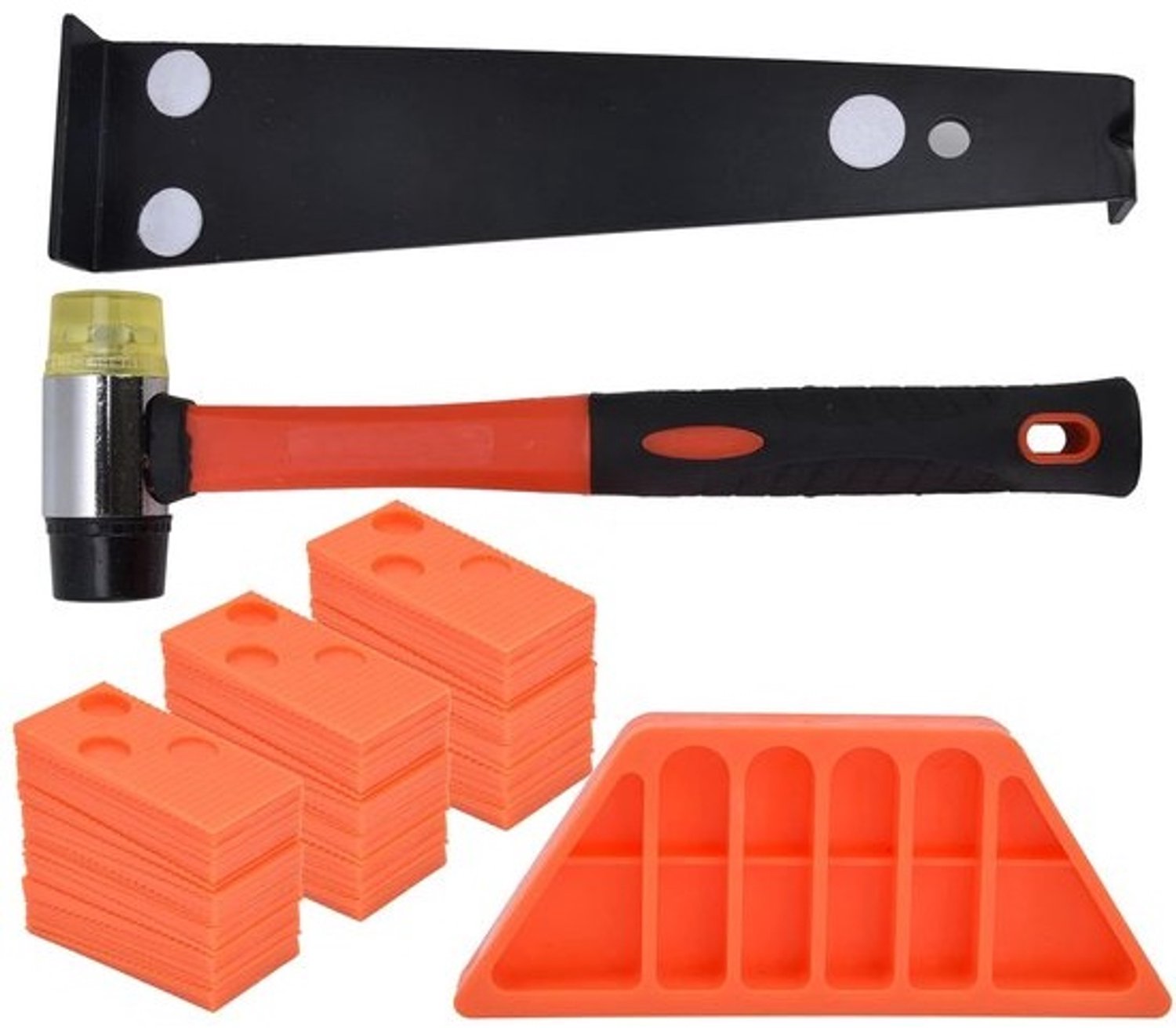 Vloer Installatie Kit - Laminaat Legset - Efficiënt Leggen - Duurzame Ijzerlegering - 34x11x8 cm - Oranje Zwart
