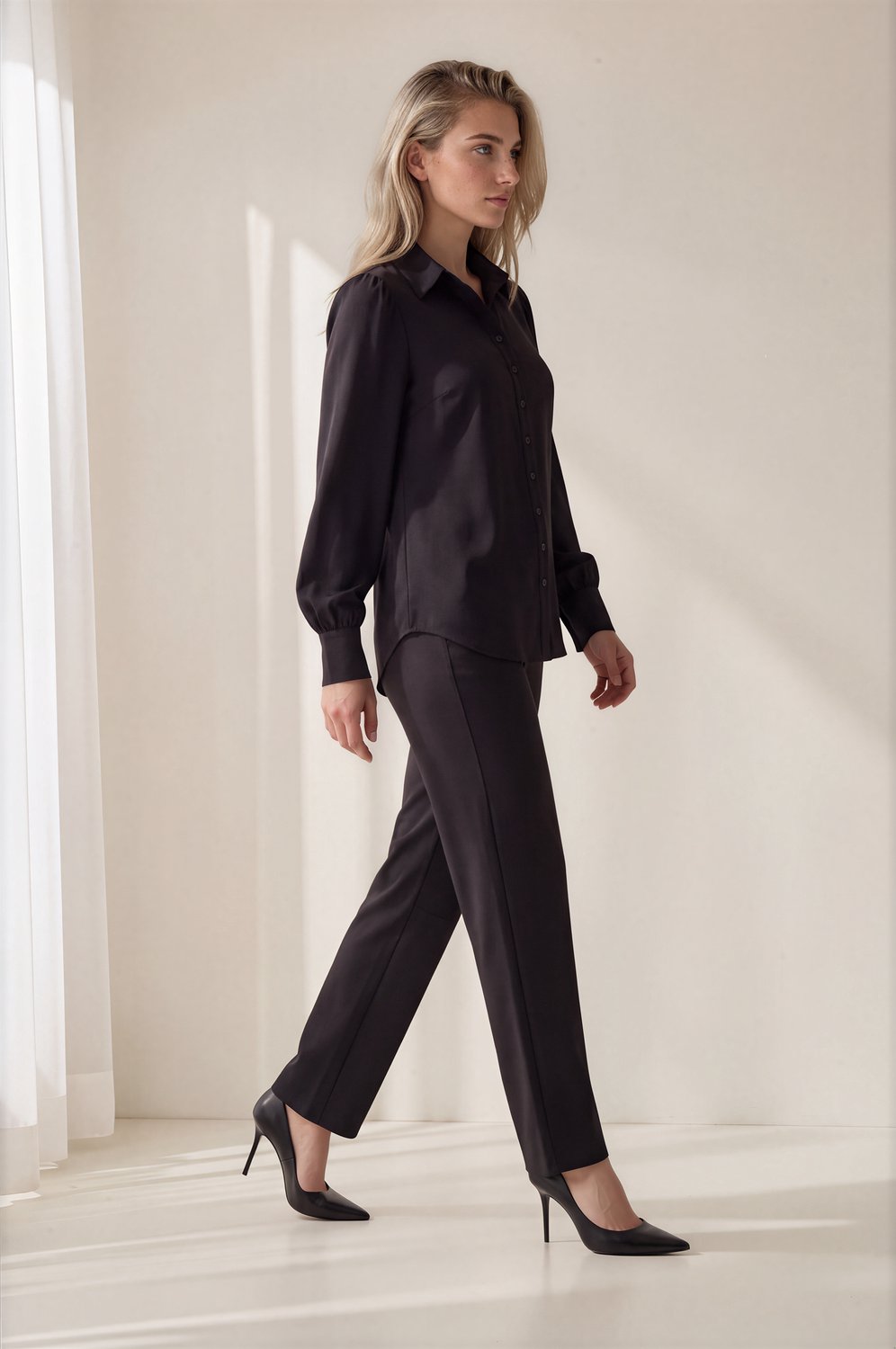 MI PIACE - Travel Blouse Pofmouw Uni Black 2037 - Maat : S