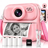 Sencision Digitale Kindercamera met Foto Printer - Kinder Fototoestel - Camera Kinderen - Full HD - 8GB SD-Kaart - USB-C Oplaadbaar - MP3 & Spelletjes - Roze