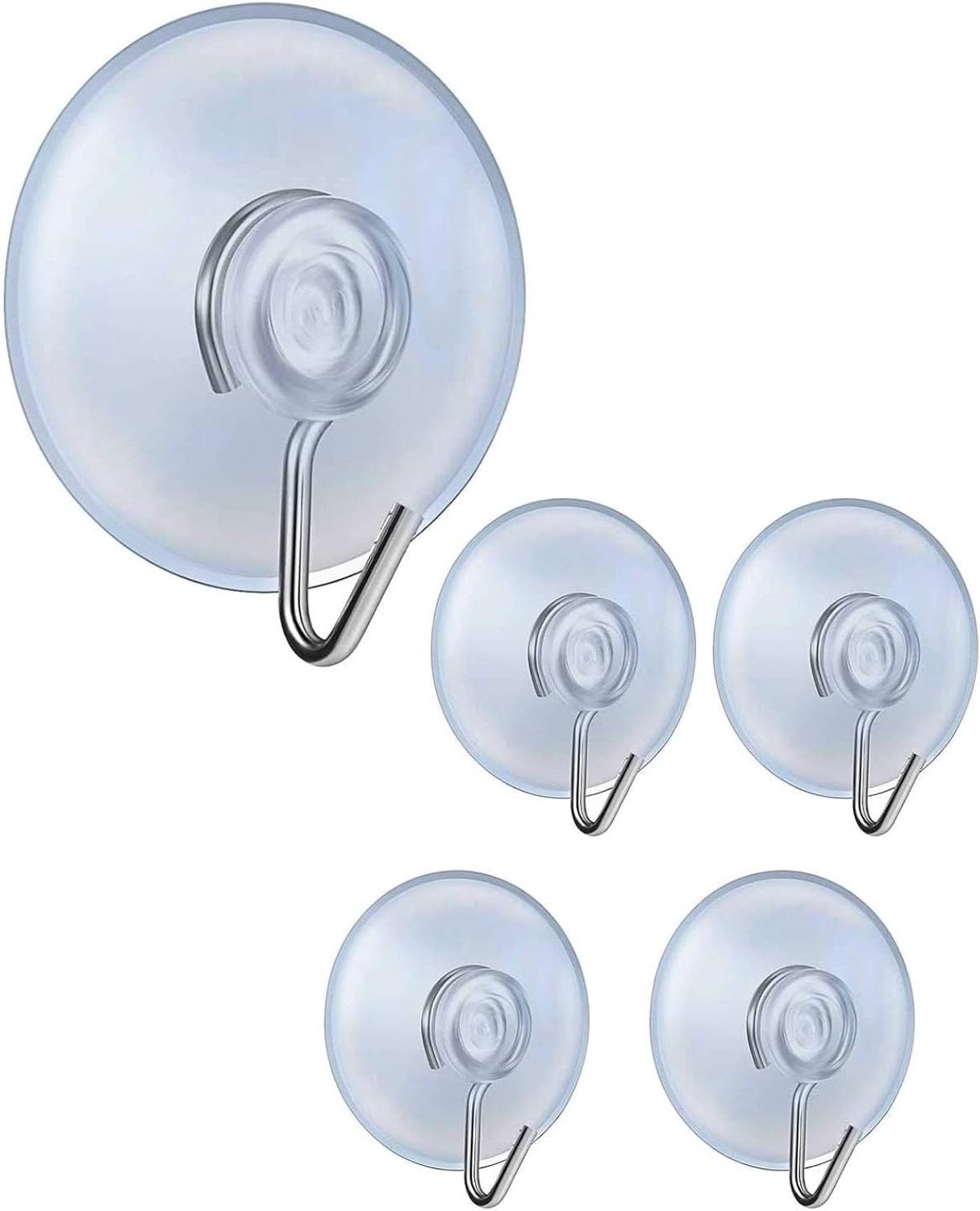 YANGWEN 5 Pcs Suction Cup Hooks Removable Transparent Suction Cup Wall Hooks Hanger for Bathroom Kitchen Shower Towel - ShopVlot