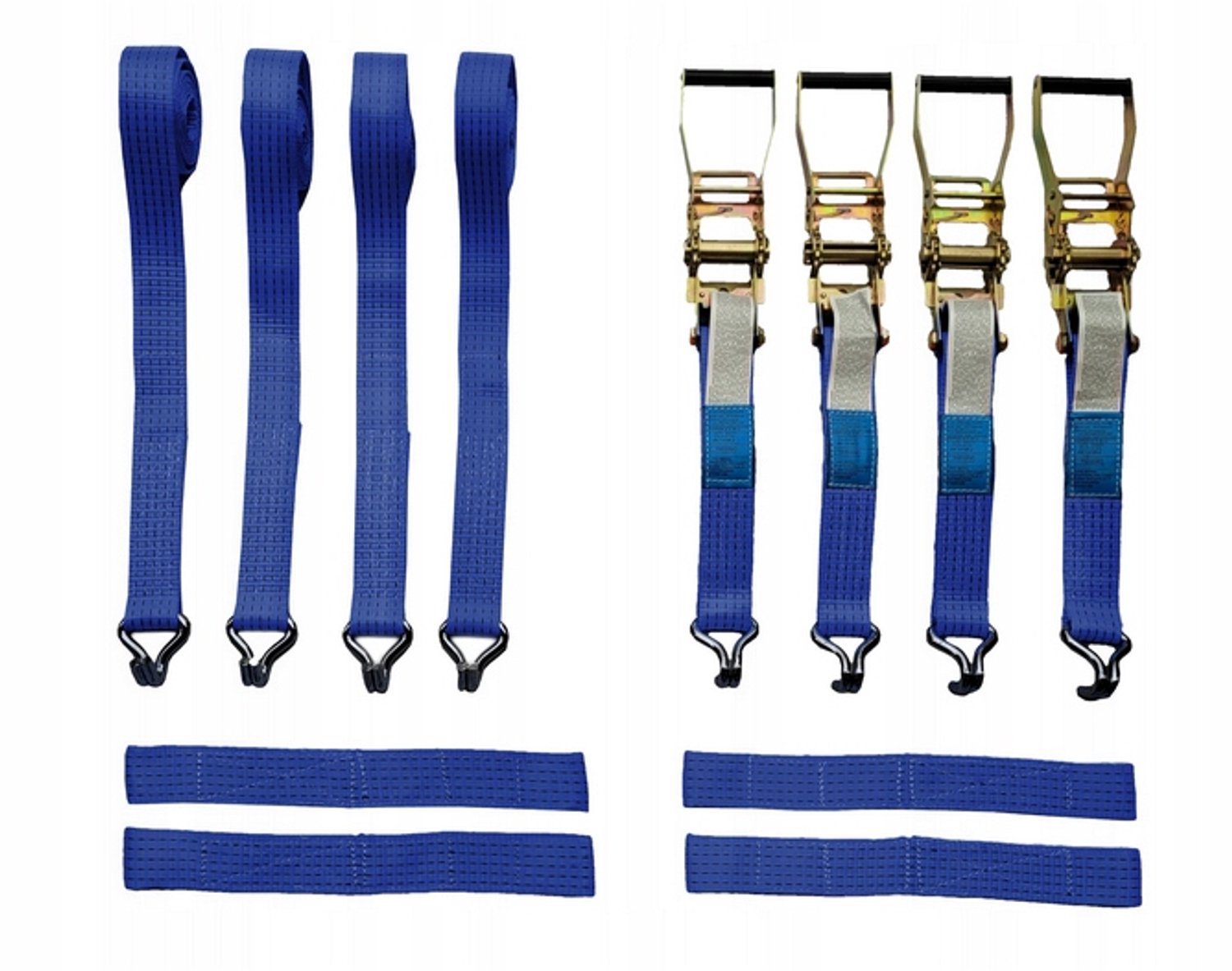 4x Spanbanden 3M 50mm Blauw 2 Punten Sjorbanden met Haken