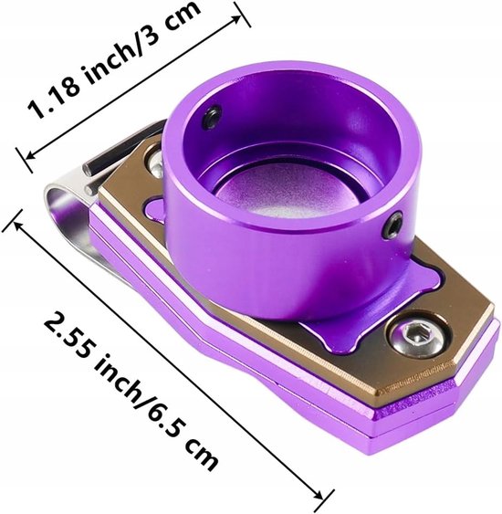 Magnetische biljartkrijthouder van aluminium, paars-bruin — afbeelding 4