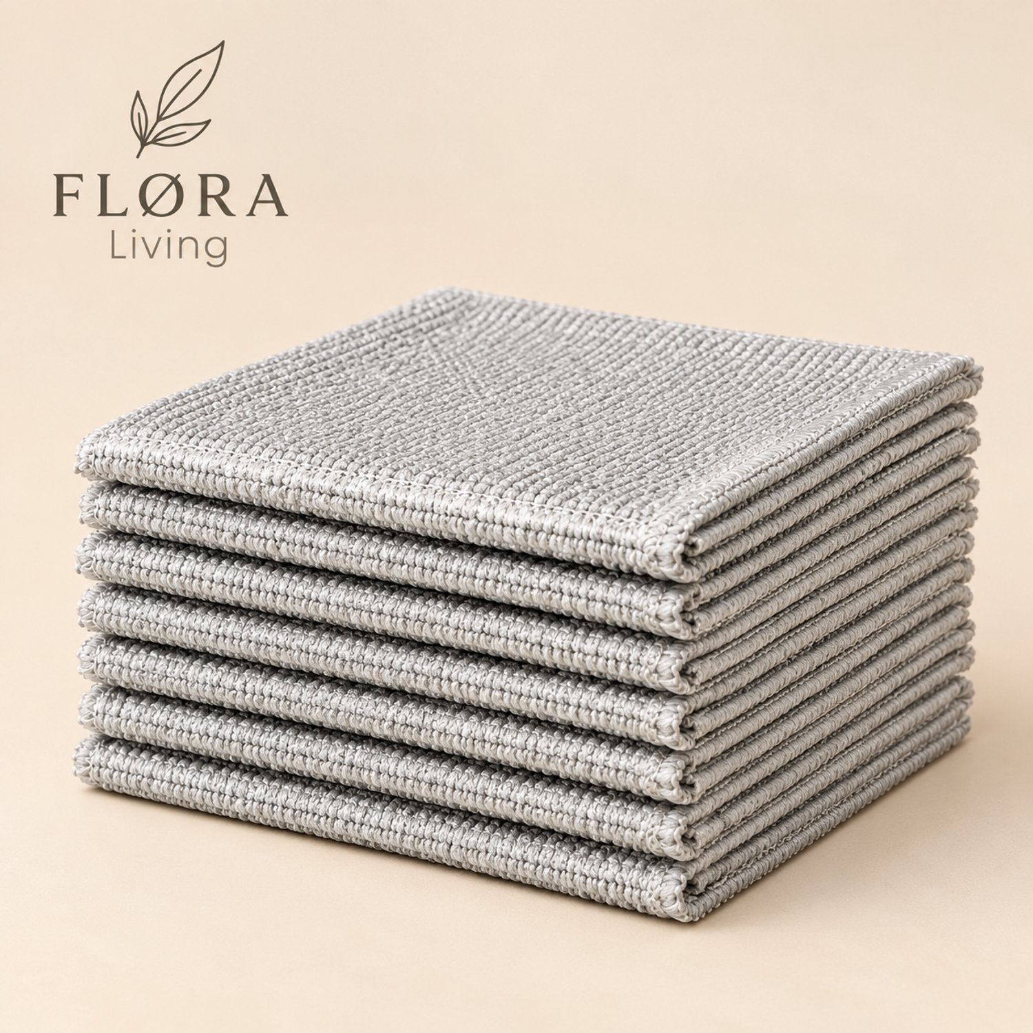 FLØRA Living Draadvaatdoek 10 Stuks – Nylon Schoonmaakdoeken Krasvrij – Herbruikbare Vaatdoeken voor Pannen, BBQ & Gootsteen – Multifunctioneel Schuursponsje – 20x20 cm