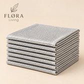 FLØRA Living Draadvaatdoek 10 Stuks – Nylon Schoonmaakdoeken Krasvrij – Herbruikbare Vaatdoeken voor Pannen, BBQ & Gootsteen – Multifunctioneel Schuursponsje – 20x20 cm