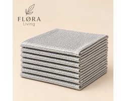 FLØRA Living Draadvaatdoek 10 Stuks – Nylon Schoonmaakdoeken Krasvrij – Herbruikbare Vaatdoeken voor Pannen, BBQ & Gootsteen – Multifunctioneel Schuursponsje – 20x20 cm