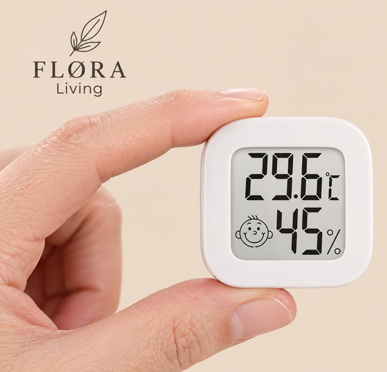 FLØRA Living Witte Hygrometer & Thermometer – Binnen Weerstation – Luchtvochtigheidsmeter – Incl. Batterij & Plakstrip