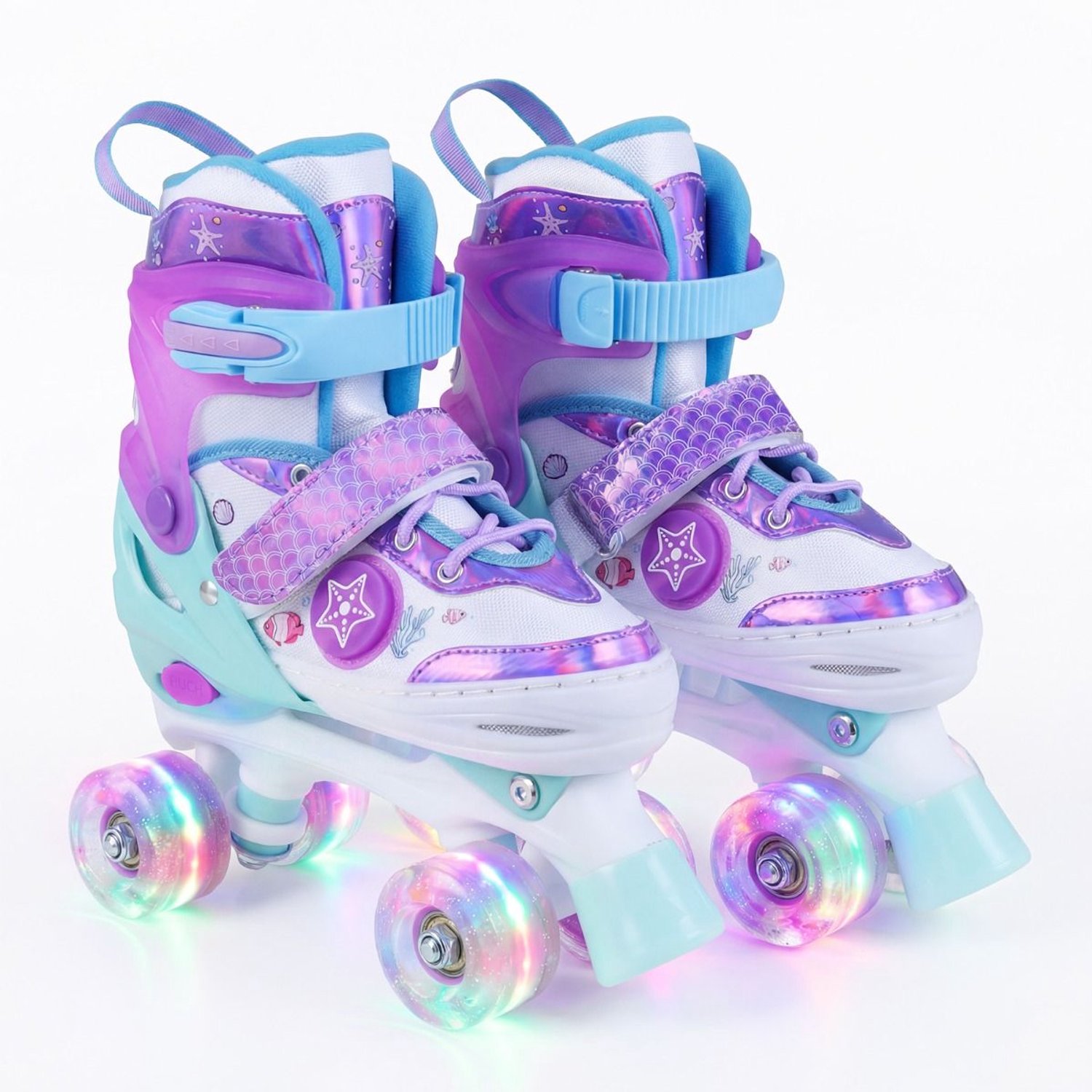 SureDeal® Speelgoed Rolschaatsen Kinderen Jaar Quad Schaatsen Lichtgevende Wielen Veiligheidsbescherming & Blauw