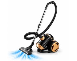 Swiss Haus® BVC2120 Stofzuiger Zonder Zak – Cycloon Stofzuiger met Krachtige Zuigkracht – 2L Stofreservoir – Telescopische Buis – Compact & Lichtgewicht - Zwart/Goud