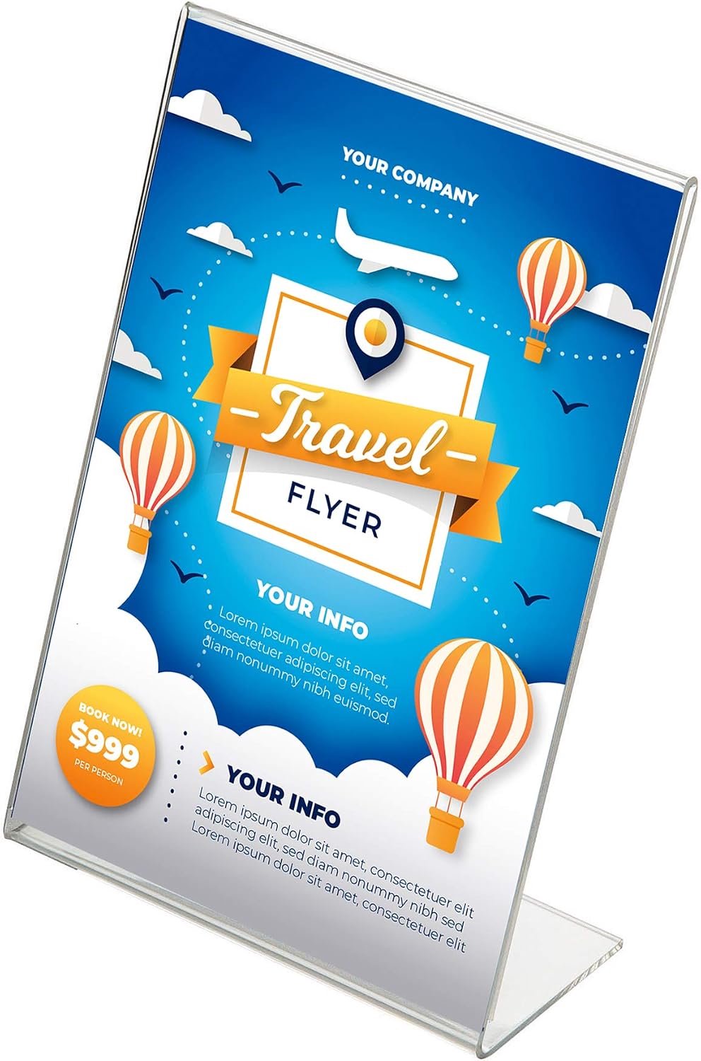 L-stand DIN A4 - acryl transparant - sterk en helder - ideaal voor menu's en prijs lijsten - ShopVlot