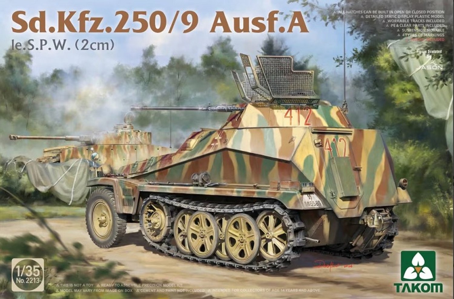 Takom 2213 - 1/35 l.E. S.P.W. (2 cm) Sd.Kfz. 250/9 Ausf. A – Modelbouw Militair Bouwpakket