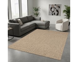 TapisTrend Designer tapijt Naturel 80x250 cm Modern vloerkleed Jute met een gevlochten visgraatpatroon en geometrische texturen voor de woonkamer, slaapkamer en eetkamer