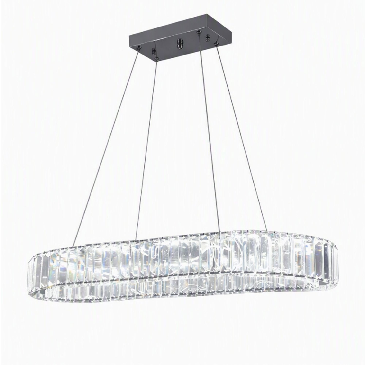 Chelsey-Store LED Kroonluchter Plafondlamp - Ovaal - Modern - Warme Sfeerverlichting - 70x25x7.6 CM - Zilver