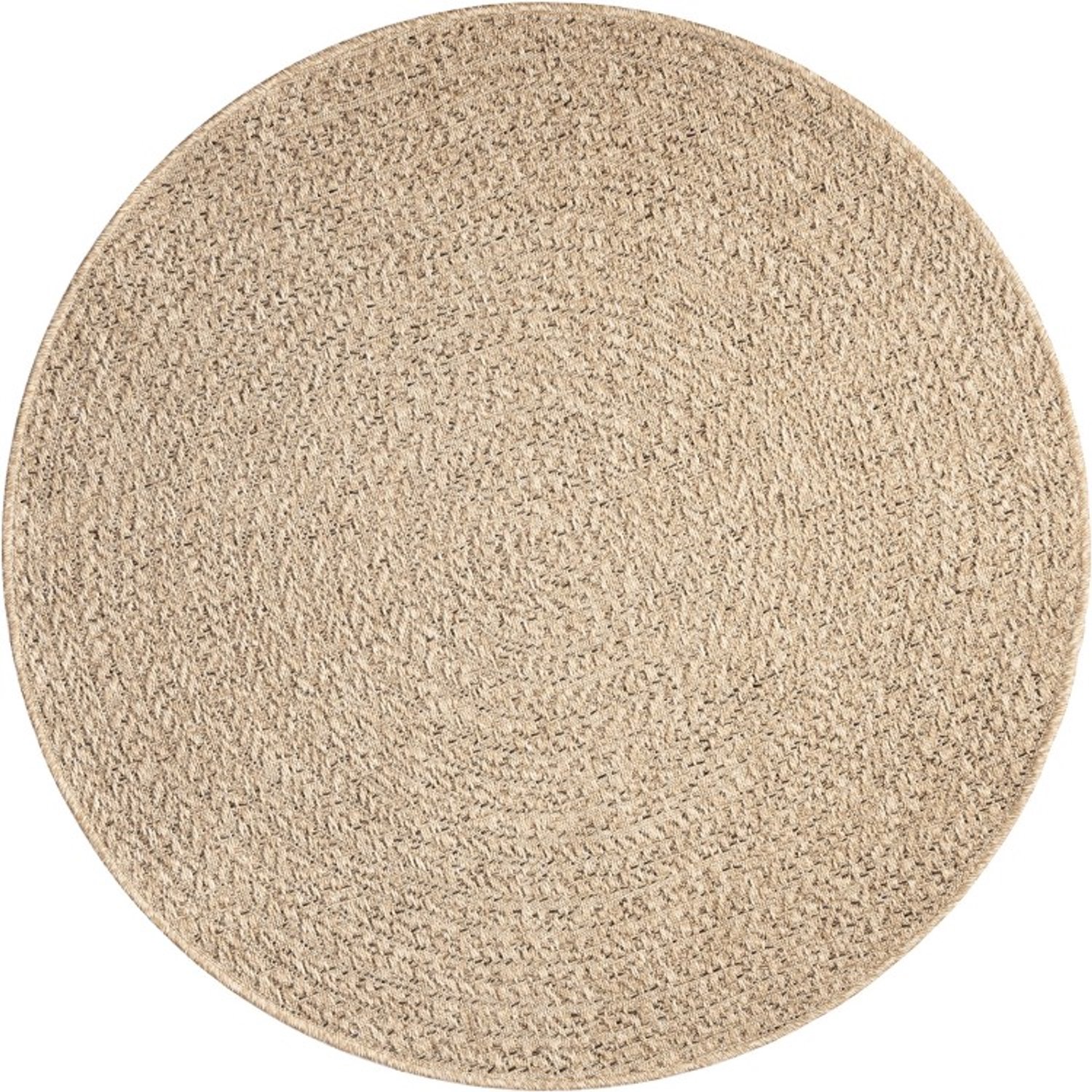 TapisTrend Designer tapijt Naturel 80 cm rond Modern vloerkleed Jute gevlochten effect en concentrisch ovaal patroon voor woonkamer, slaapkamer en eetkamer