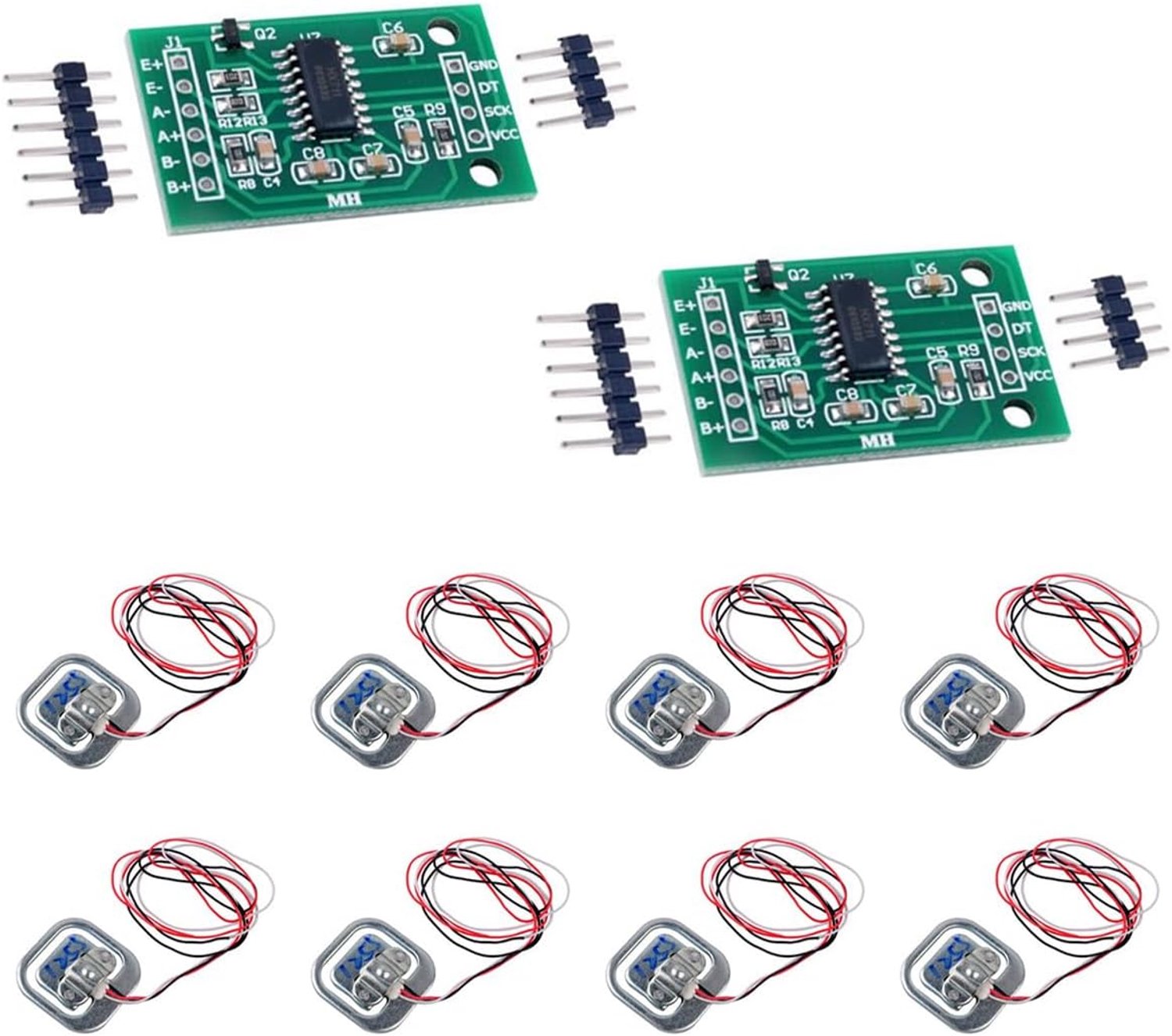 Halfbrug gewichtsensor 50 kg - 4-pack met HX711 module - nauwkeurige metingen - ideaal voor DIY projecten - ShopVlot