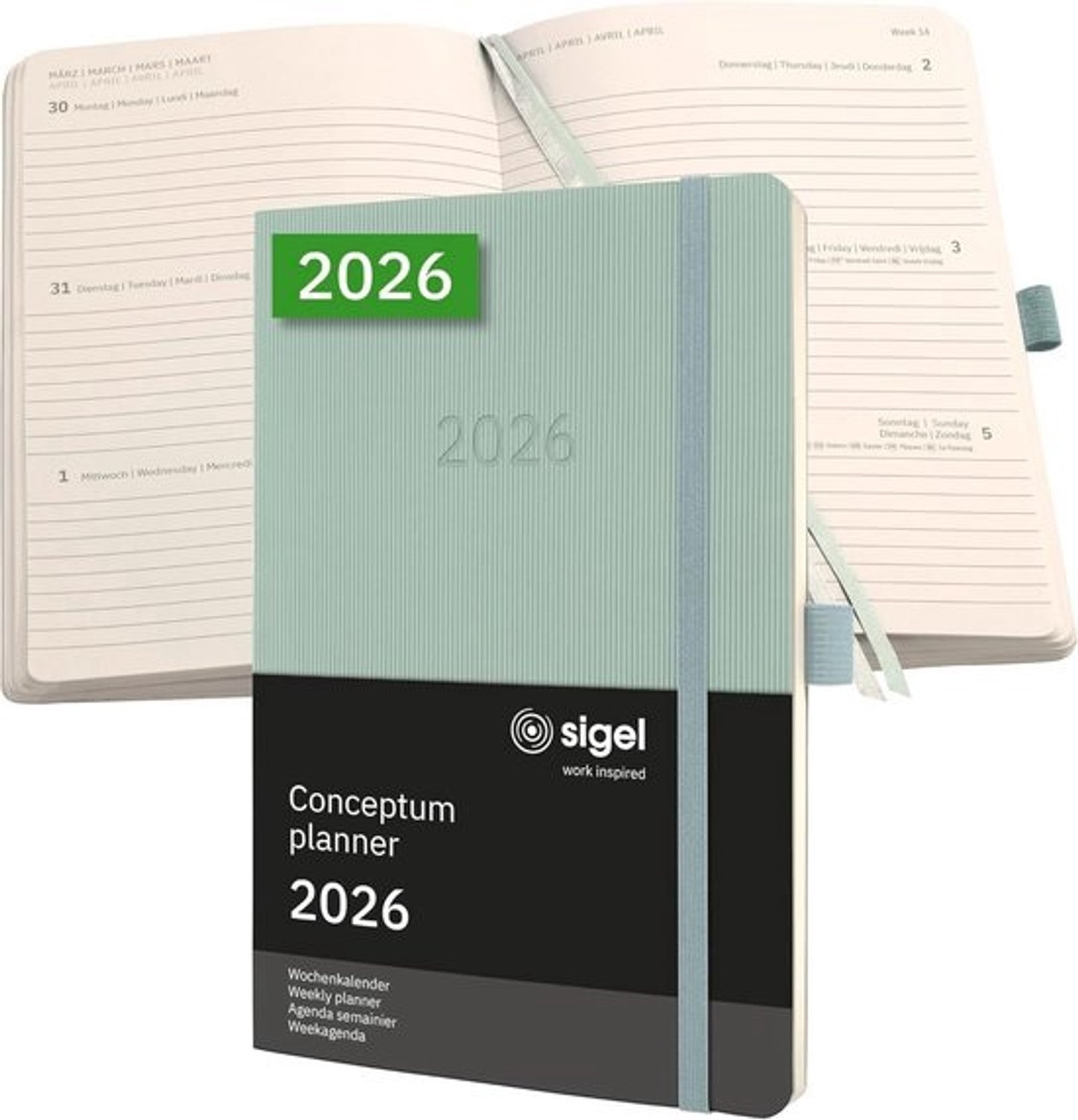Weekagenda 2026 Softcover Mintgroen A5 Stijlvol en Duurzaam Zakelijk Gebruik