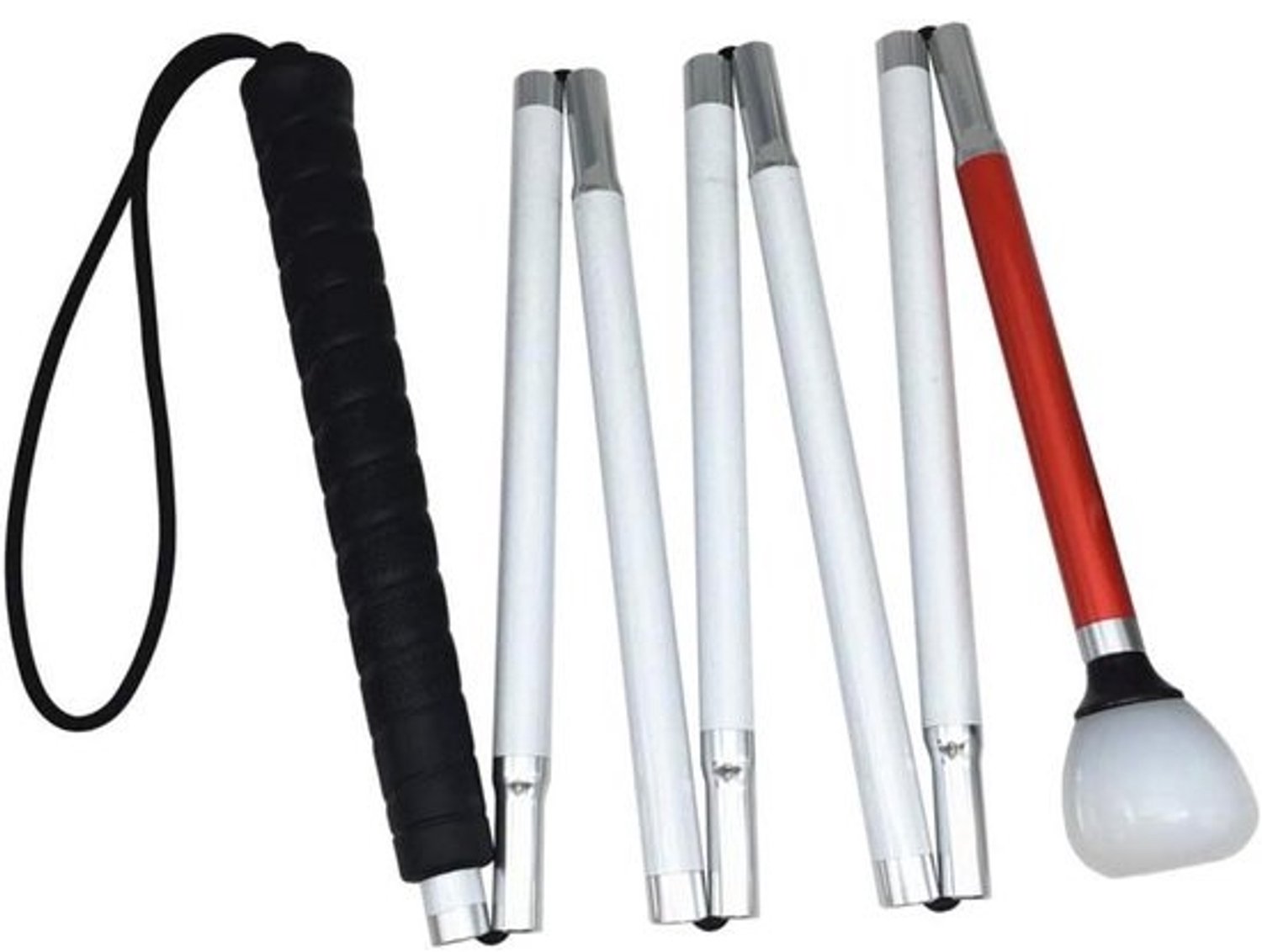 Inklapbare Blindenstok - Mobiliteitsstok Wandelstok - Veilig Zelfstandig - Compact Inklapbaar 7 Delen - Volledige Lengte - Wit