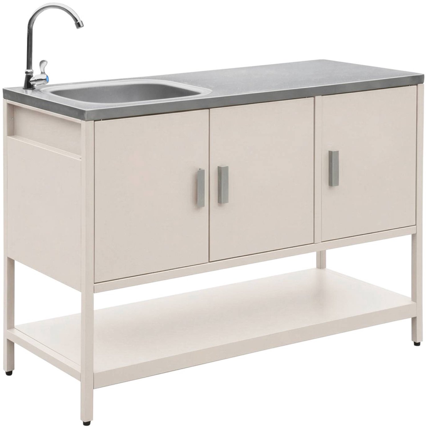 sweeek - Buitenkeukenmodule met gootsteen 3 deuren en 1 plank staal 120x51x112,5 cm - naxos