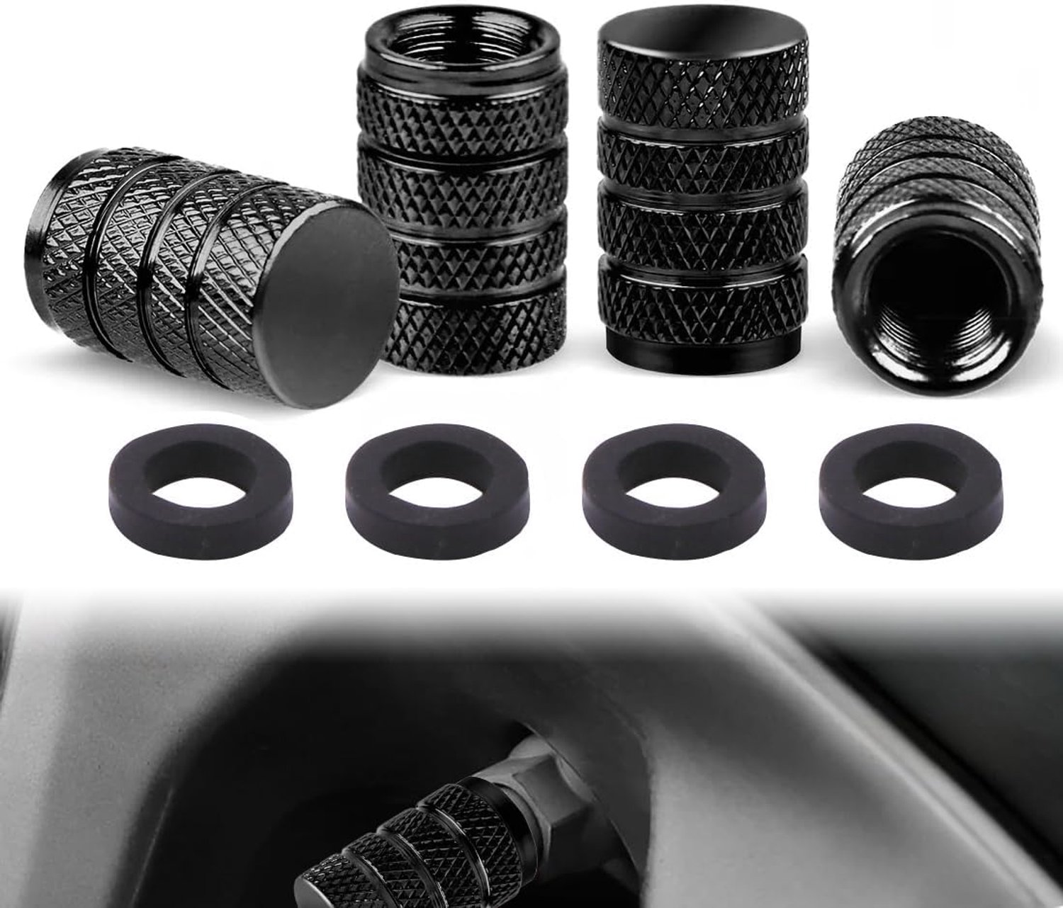 Ventieldoppen set van 4 - aluminium - voor auto, SUV, motorfiets, fiets - beschermt ventielen - SnelShoppen