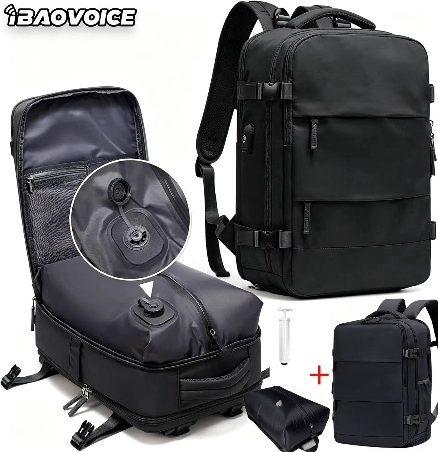 CreateEcom rugzak - vacuum rugzak - reisrugzak - Reisrugzak 40x30x20 - Cabin Vliegtuigrugzak, Lucht Vacuüm Compressie Rugzak - Dames Heren Rugzak - met laptop vak - grijs
