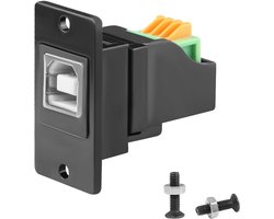 QIANRENON USB B Rectangular Panel Mount Quick Connect Terminal Solder-free Adapter USB Type B 2.0 Bus to 4 Pin Crimp - ShopVlot