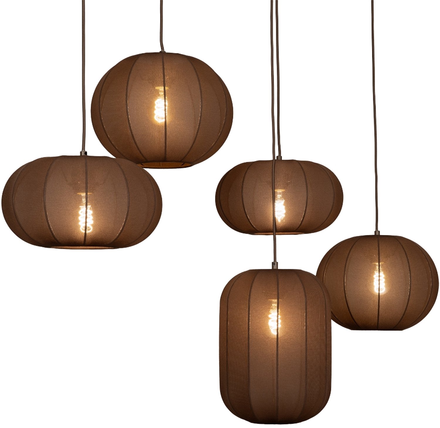 Lumidora Hanglamp 75806 - TACK - 5 Lichts - E27 - Bruin - Metaal
