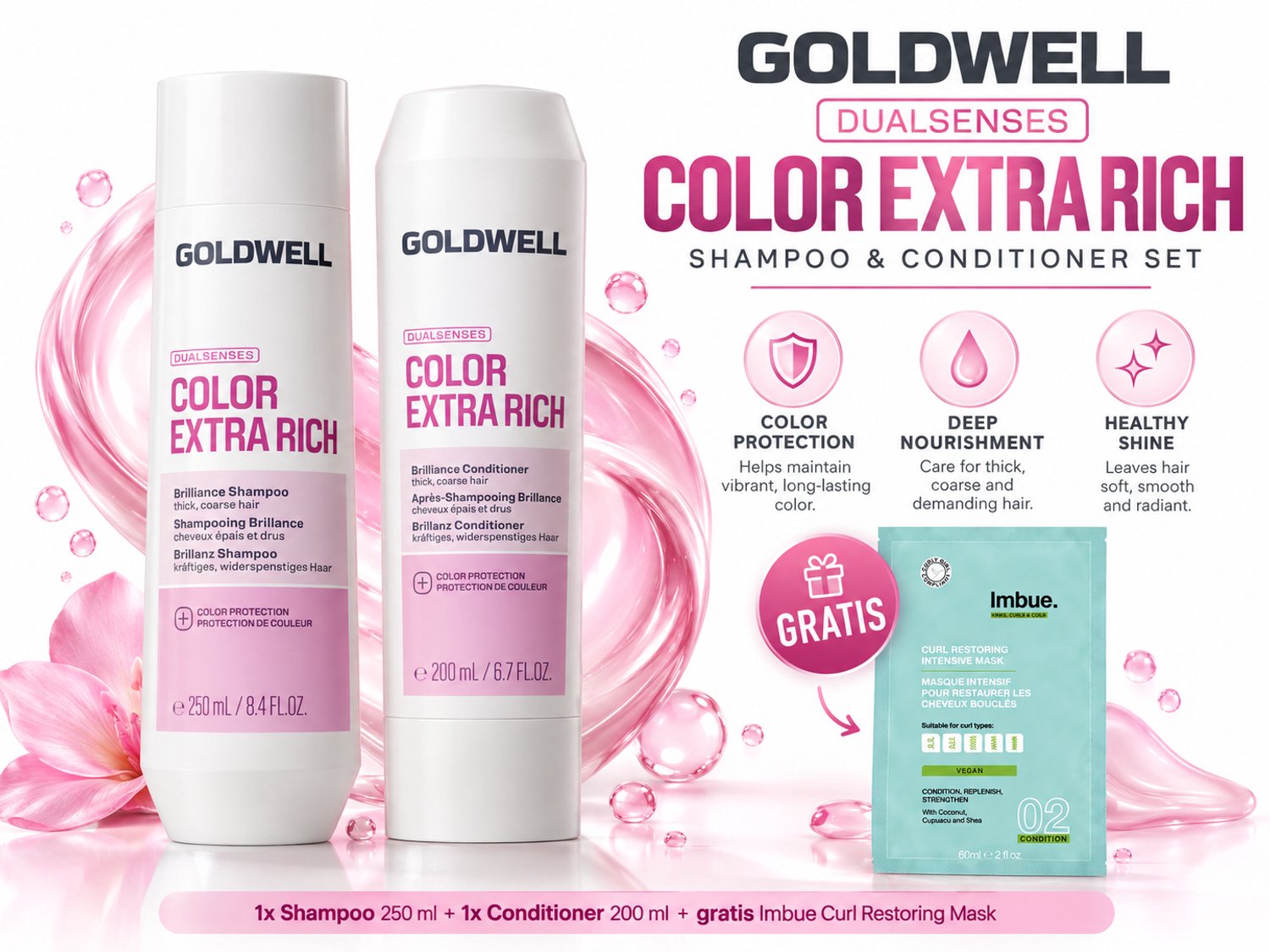 Goldwell Dualsenses Color Extra Rich Shampoo & Conditioner + Gratis Imbue Masker