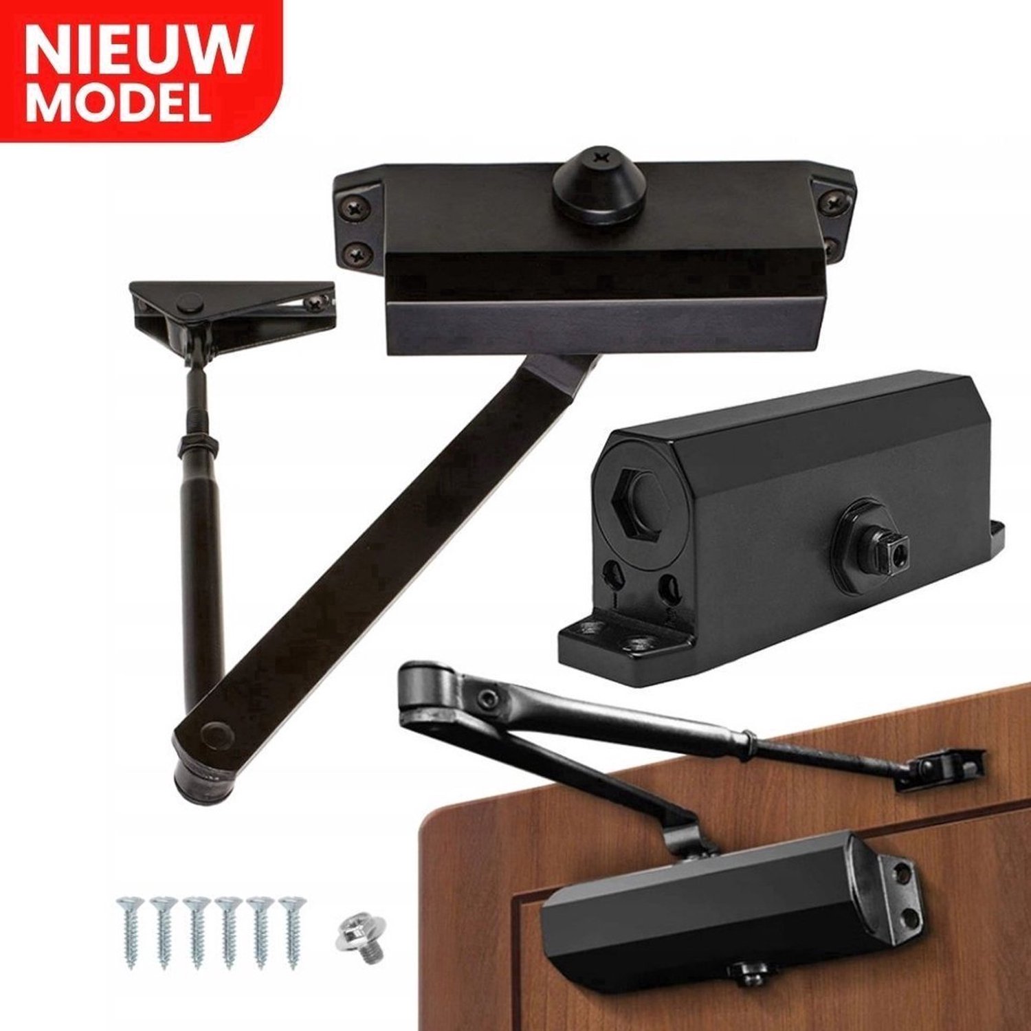Deurdranger - Hydraulisch en Verstelbaar - Tot 75KG - Inclusief Bevestigingsset - Voor Binnen en Buiten - Hoge Kwaliteit