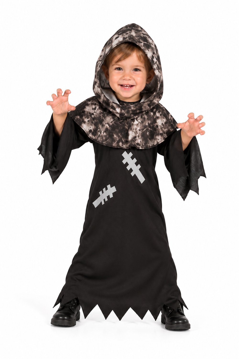 Griezelig Halloween Kostuum Kind 1-2 Jaar – Zwarte Spookmantel met Capuchon