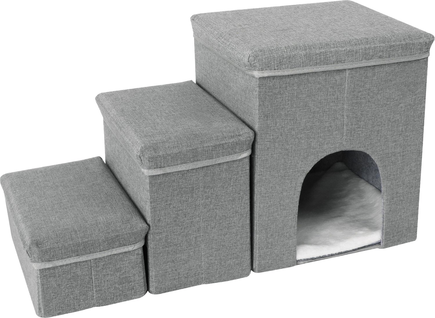 Hondentrap Vojens loopplank 76x33x43 cm grijs [en.casa]