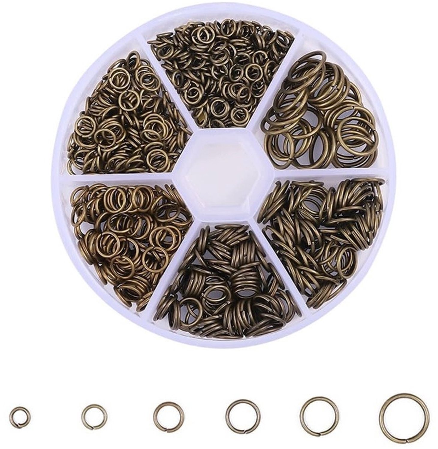 880 Stuks Bronzen Splitringen voor Sieraden Maken (4-10mm)