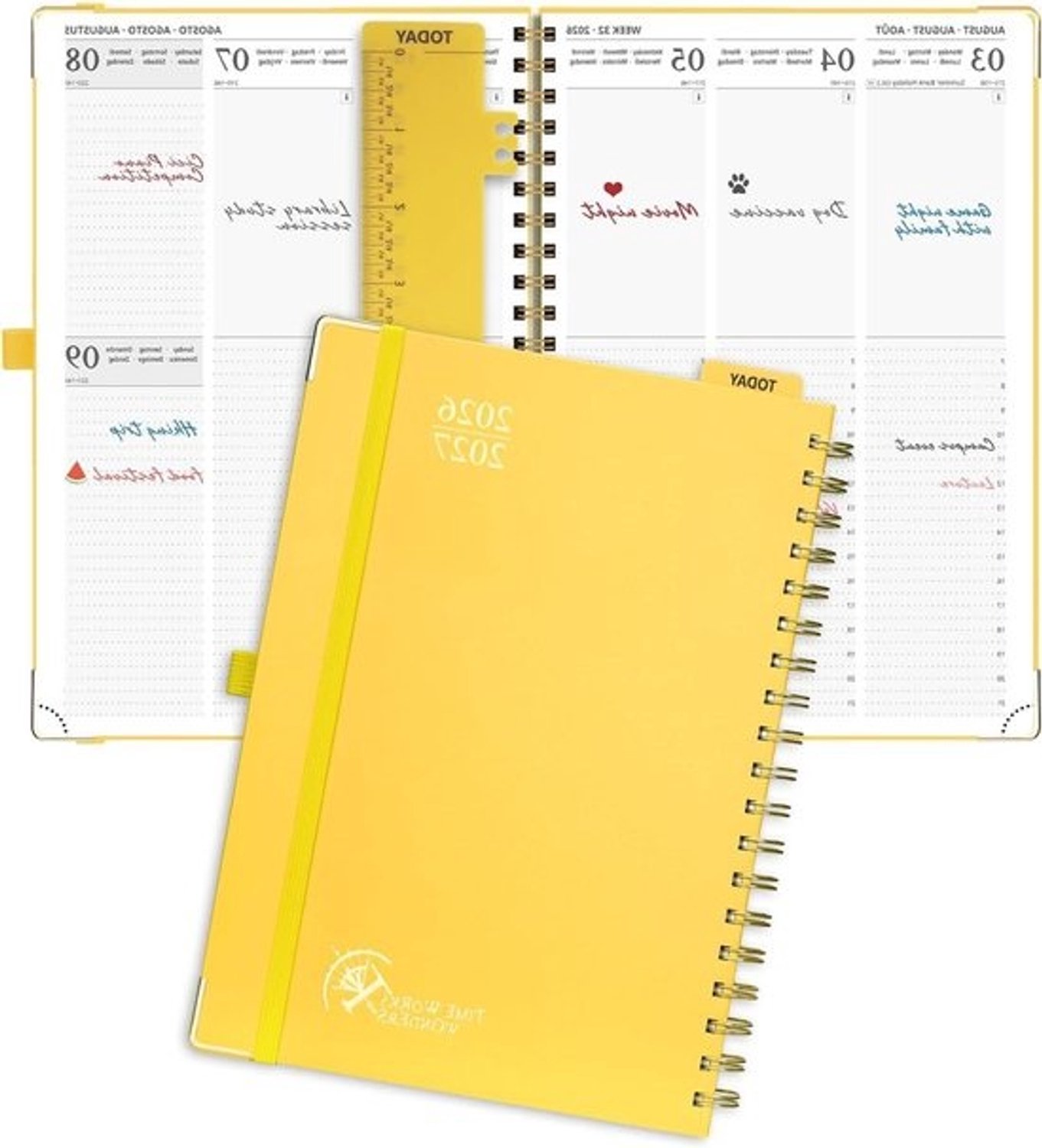 Weekplanner A4 - Agenda Schoolplanner - Tijd Plannen - 17 Maanden Overzicht - A4 - Licht geel