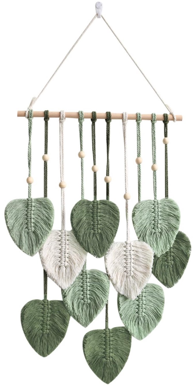 Avoik Macramé wandtapijt, handgemaakt wandtapijt, boho, woningdecoraties, chic, kunst, geweven veer, wanddecoratie, bladwandtapijt voor woonkamer, sla