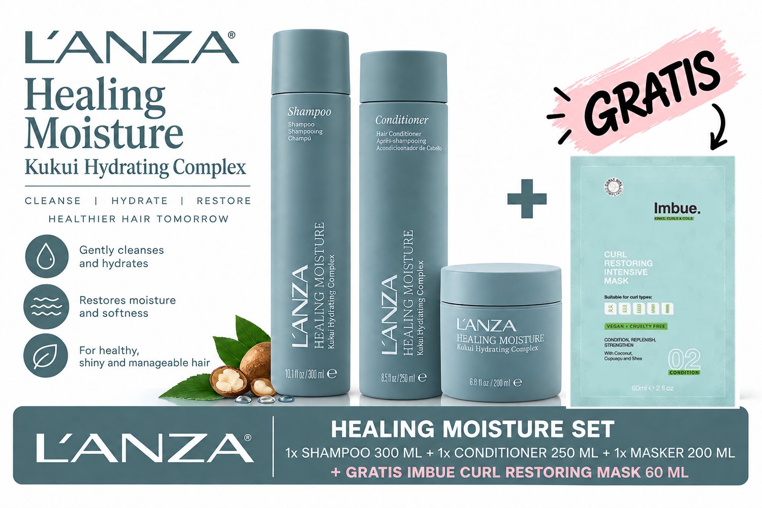 L’ANZA Healing Moisture Complete Set + Gratis Imbue Masker