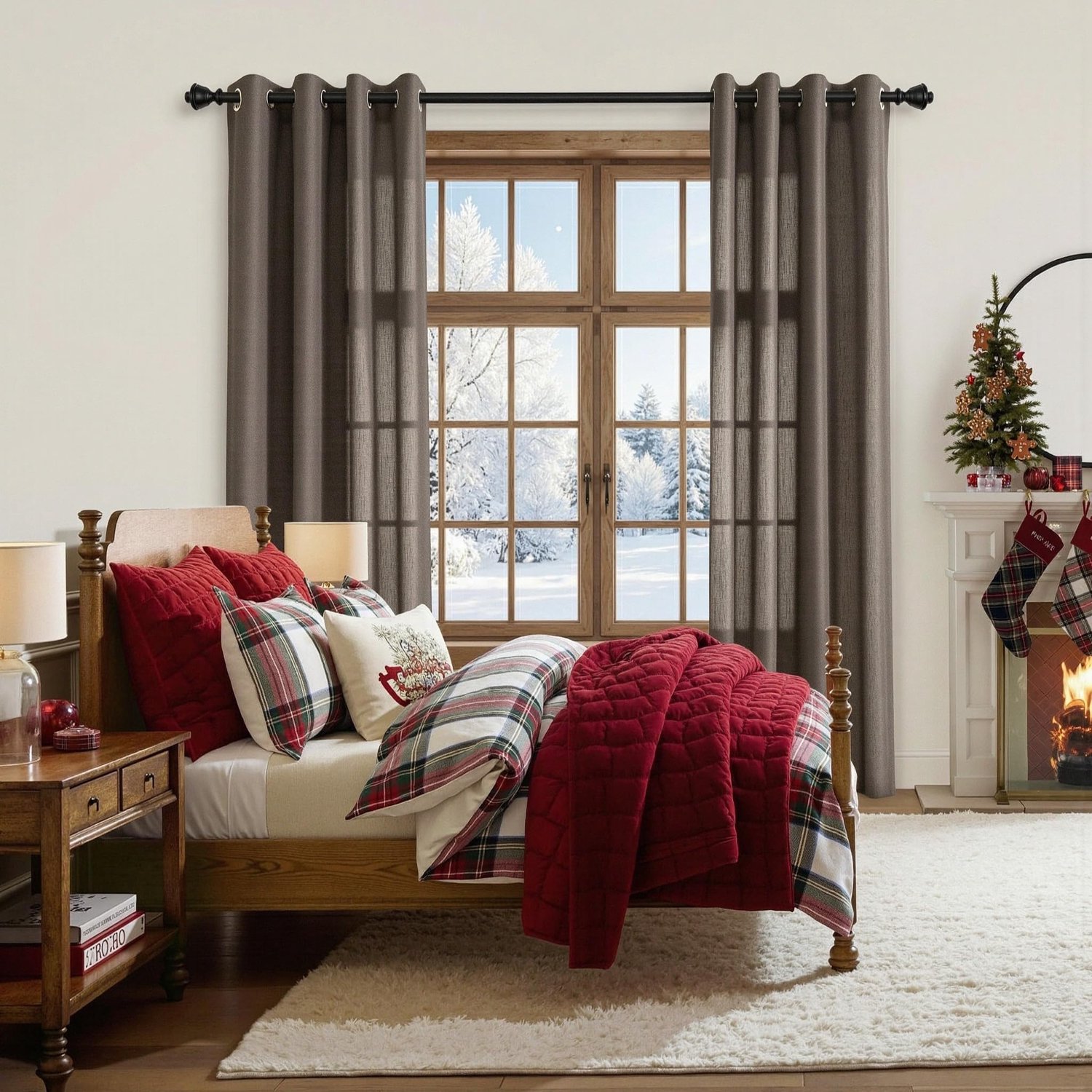 Gordijnen 140 x 245 cm - Linnenlook - Inspringringen - Ideaal voor woonkamer - ShopVlot