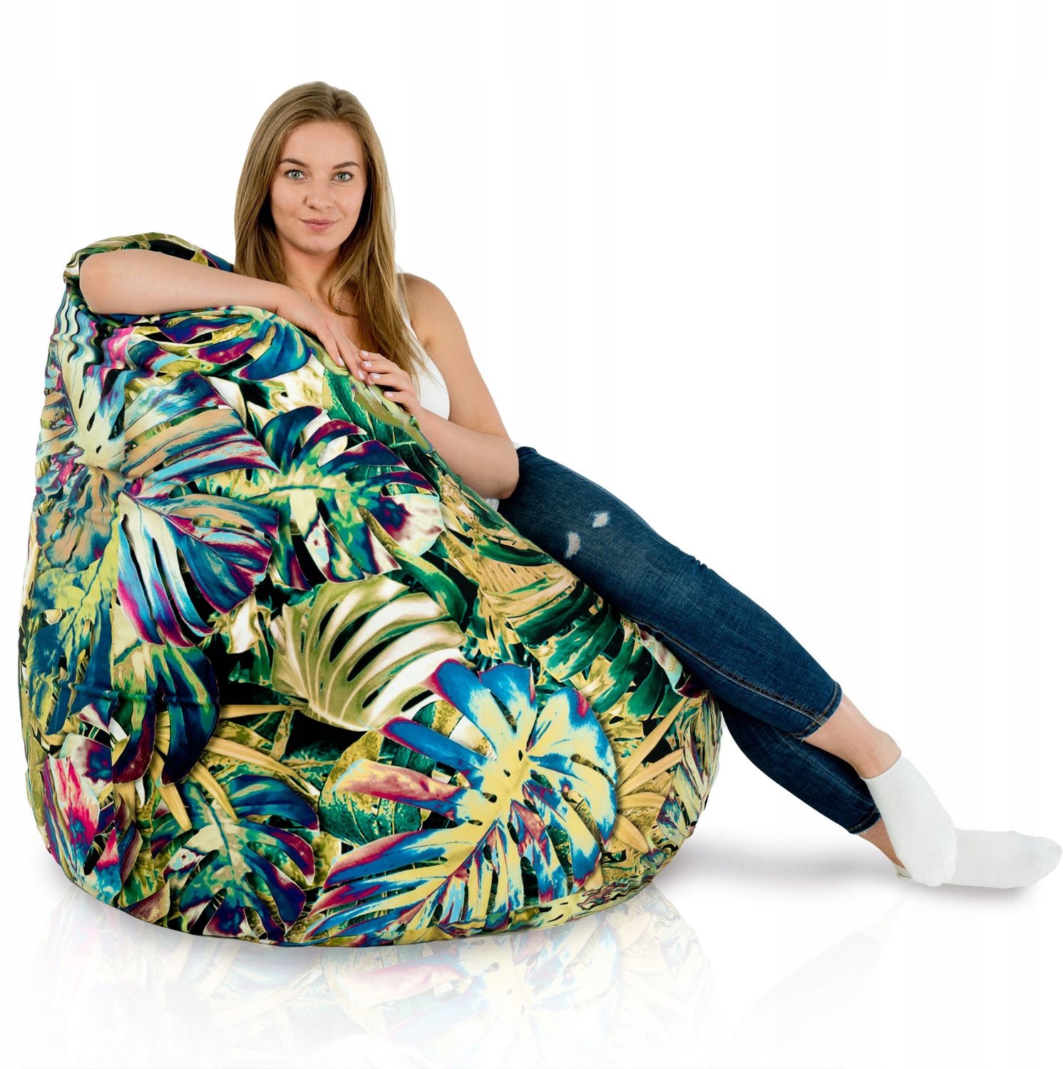 Italpouf Tropic XXL Poef Zitting Zitzak Stoel met Granulaat & Dubbele Hoes Multicolor