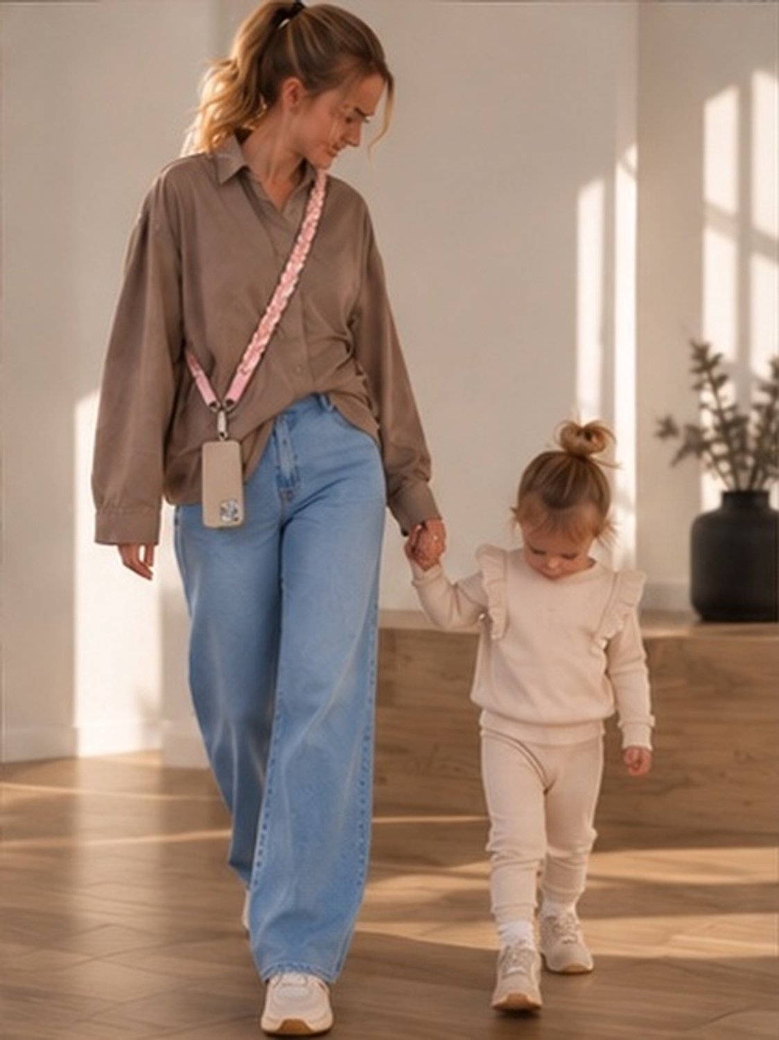 Telefoonkoord Crossbody - Telefoonketting Gevlochten - Koord voor Telefoonhoesje - Roze - 118 cm